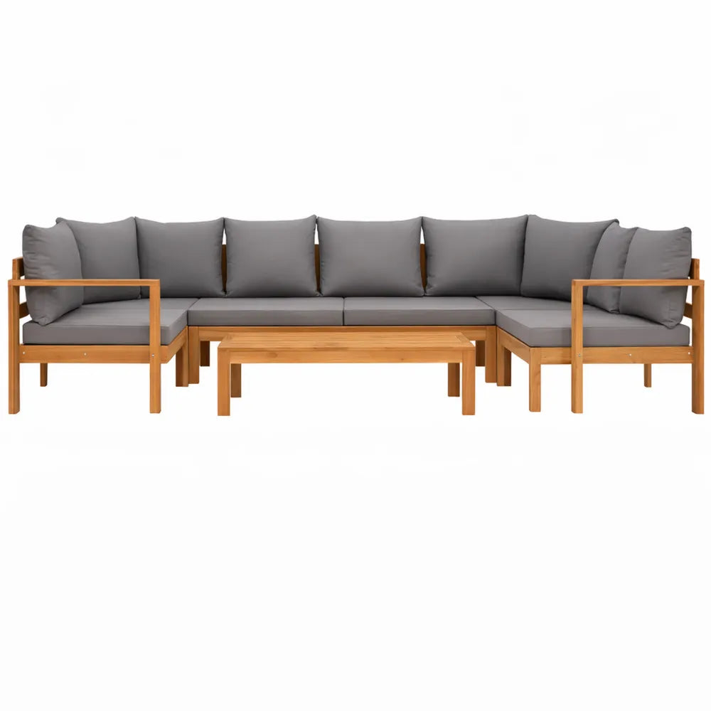 Ensemble de Salon de Jardin 6 Pièces en Bois d'Acacia avec Coussins