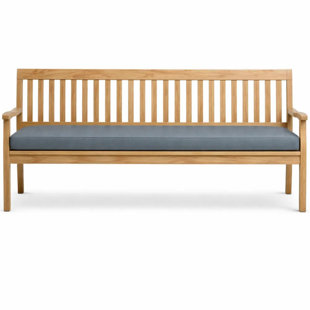 Banc de jardin en teck avec coussin résistant aux intempéries, 3 places, gris foncé