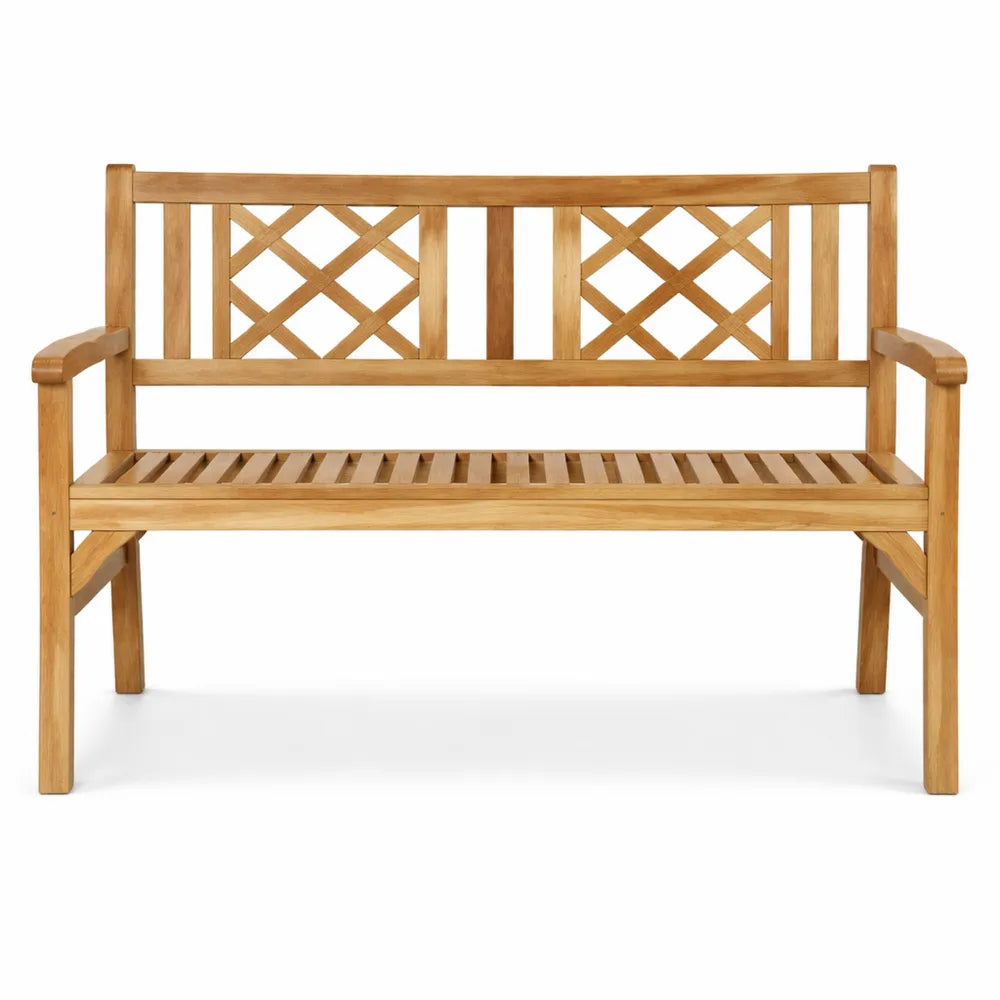 Banc pliable en bois pour extérieur, 2 places, avec accoudoirs
