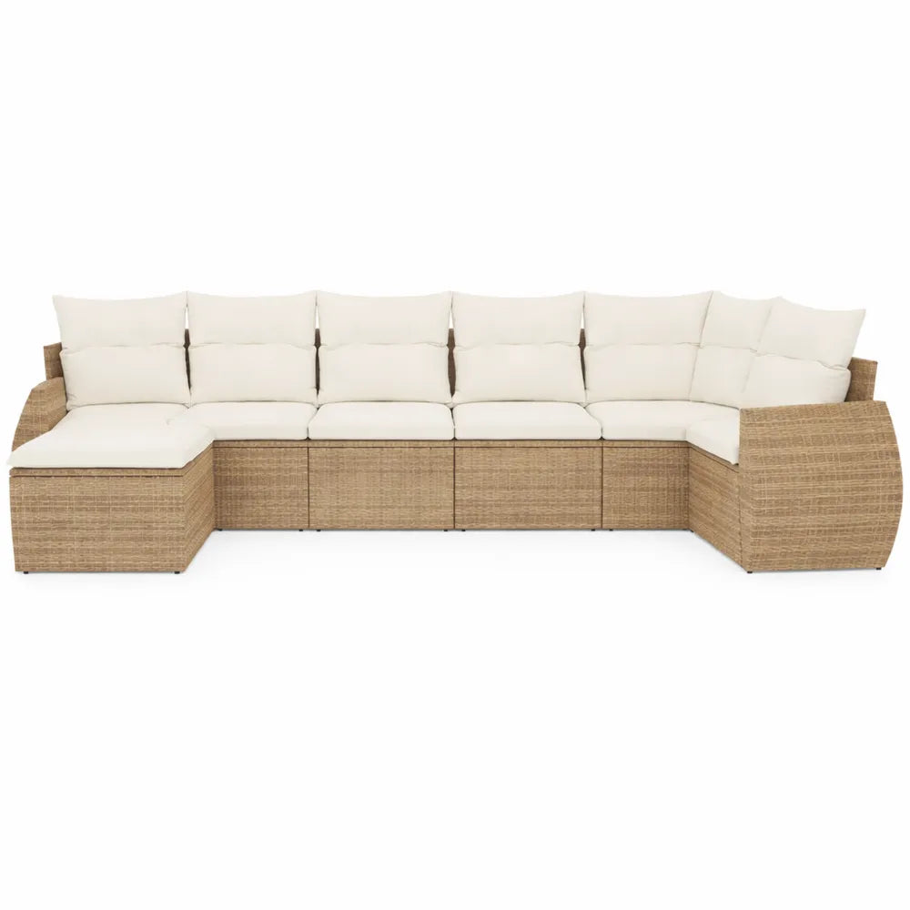 Ensemble de Salon de Jardin en Résine Tressée Beige