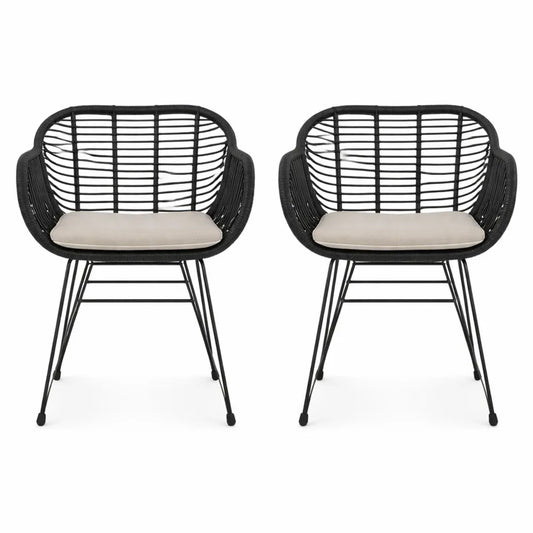 Ensemble de 2 chaises d'extérieur en rotin synthétique résistant aux UV