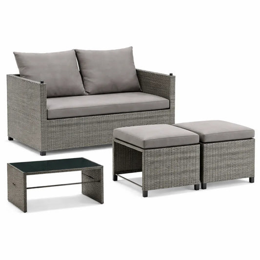 Ensemble de mobilier de jardin polyvalent en rotin synthétique avec table et canapé