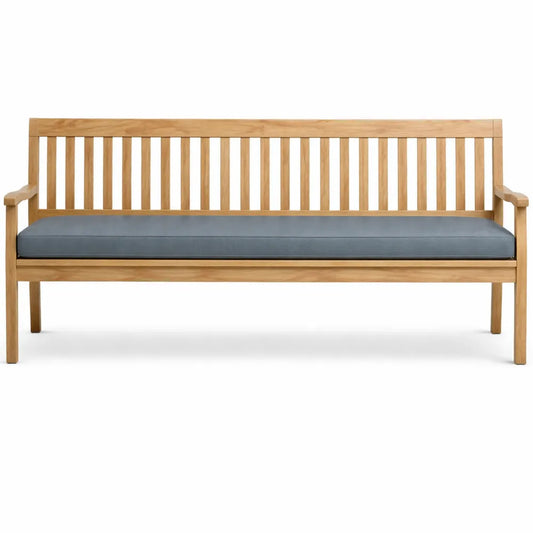 Banc de jardin en teck avec coussin résistant aux intempéries, 3 places, gris foncé