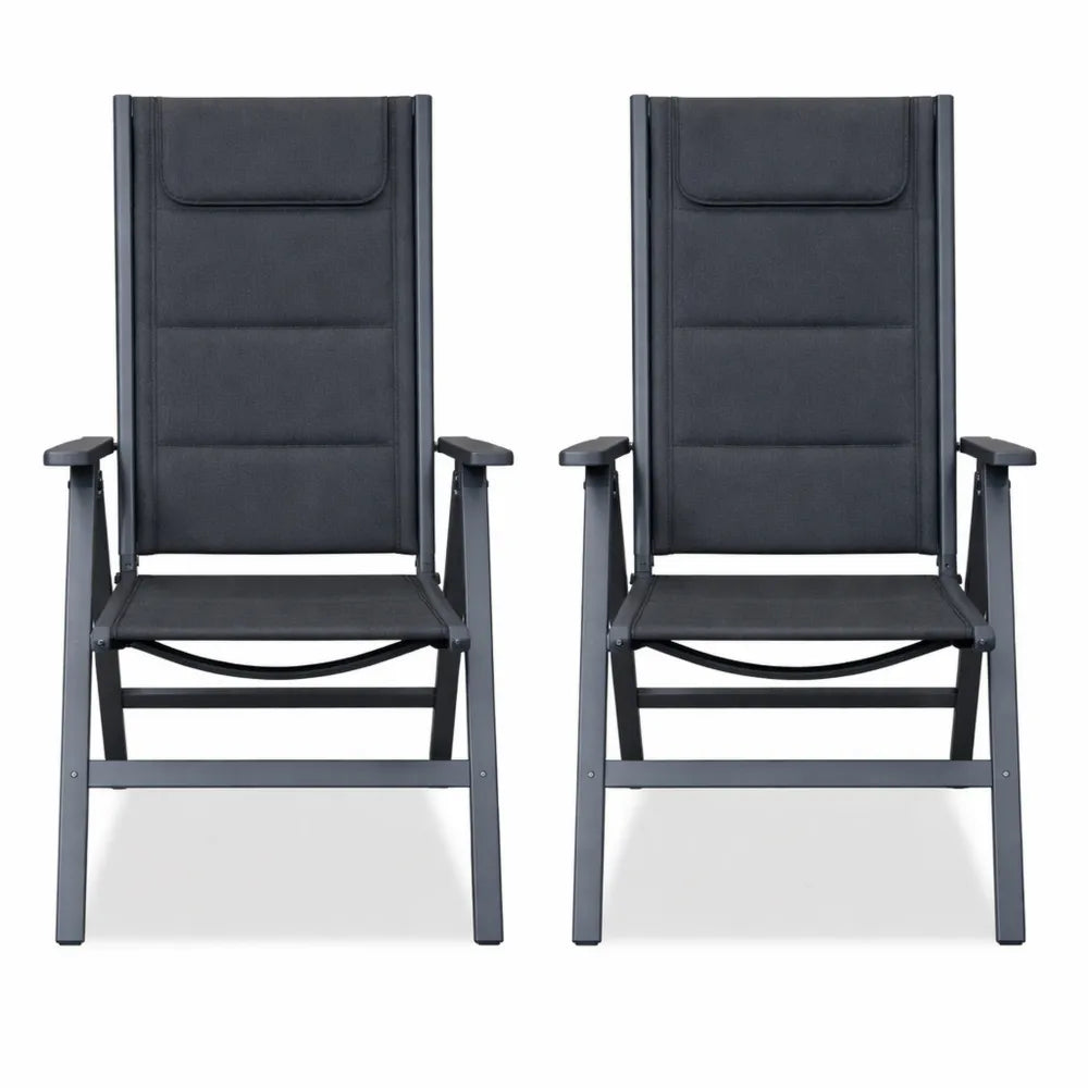 Ensemble de 2 chaises pliantes aluminium pour extérieur, réglables, confortables