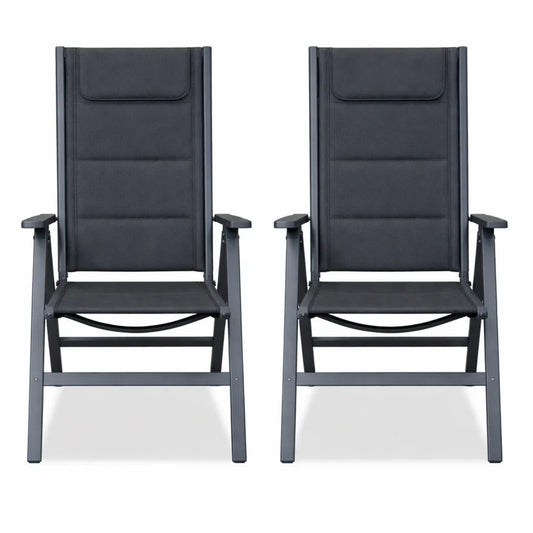 Ensemble de 2 chaises pliantes aluminium pour extérieur, réglables, confortables