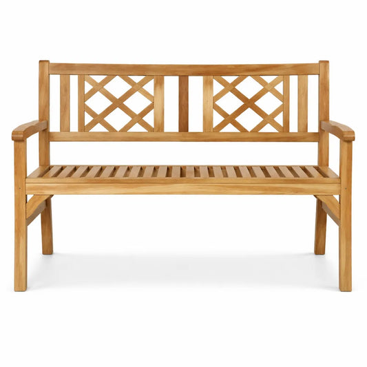 Banc pliable en bois pour extérieur, 2 places, avec accoudoirs