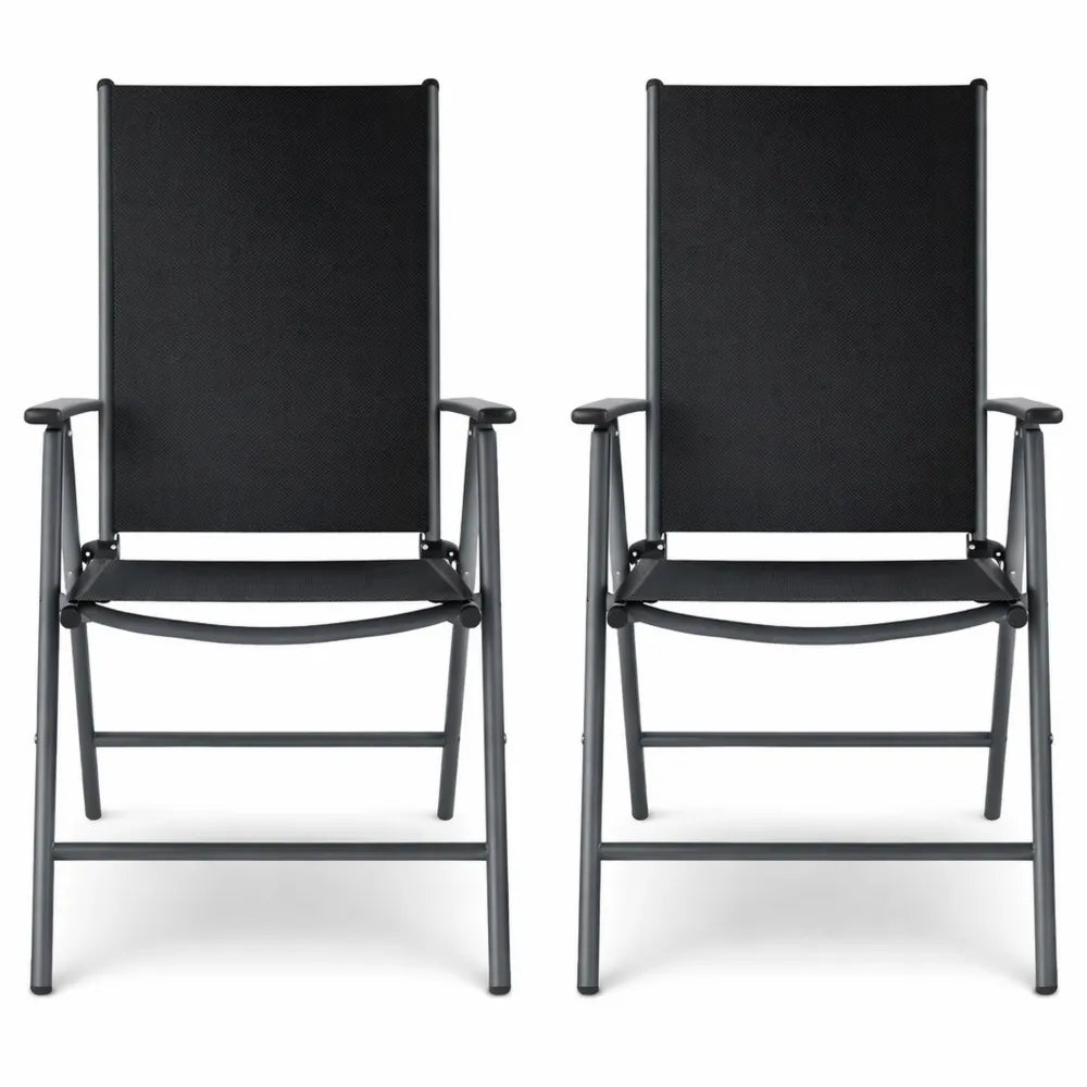 Ensemble de 2 chaises de jardin pliantes avec accoudoirs et dossier réglable