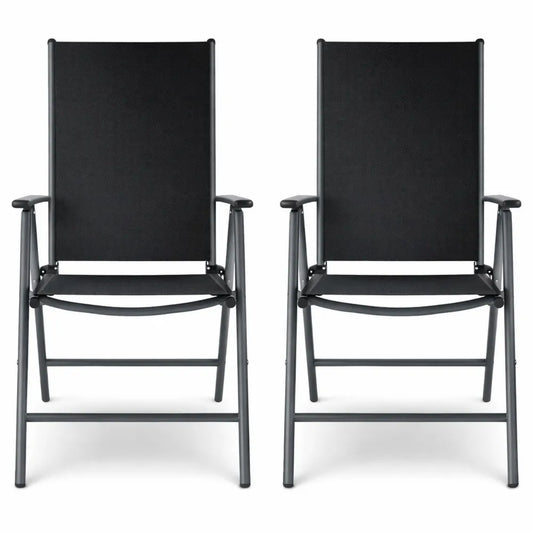 Ensemble de 2 chaises de jardin pliantes avec accoudoirs et dossier réglable
