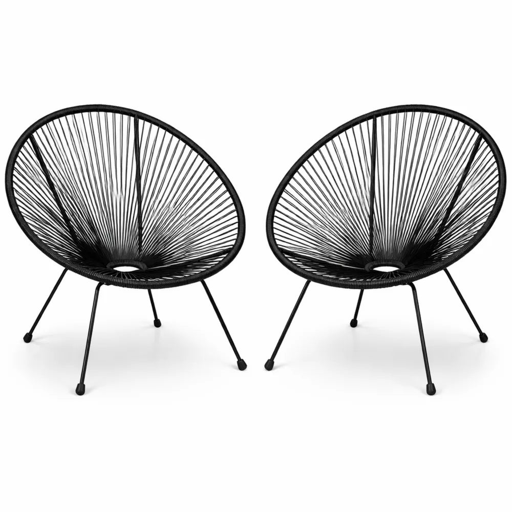 Ensemble de 2 fauteuils d'extérieur et d'intérieur en acier pour terrasse