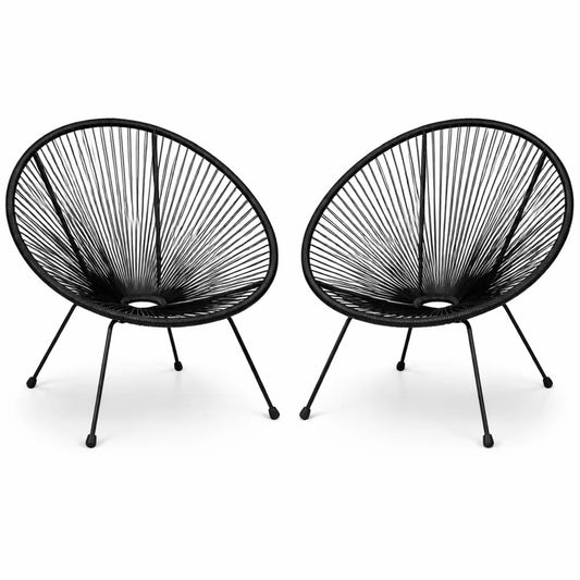 Ensemble de 2 fauteuils d'extérieur et d'intérieur en acier pour terrasse
