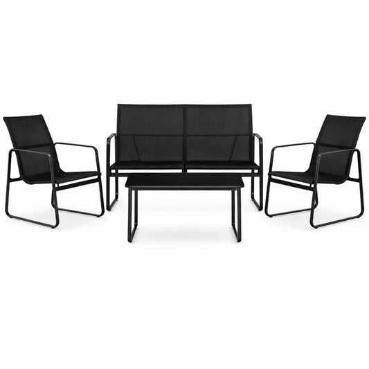 Ensemble de jardin en métal et textile pour 4 personnes